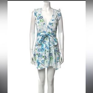 LoveShackFancy Odile Dress in Blueberry Cloud mini floral dress size 8